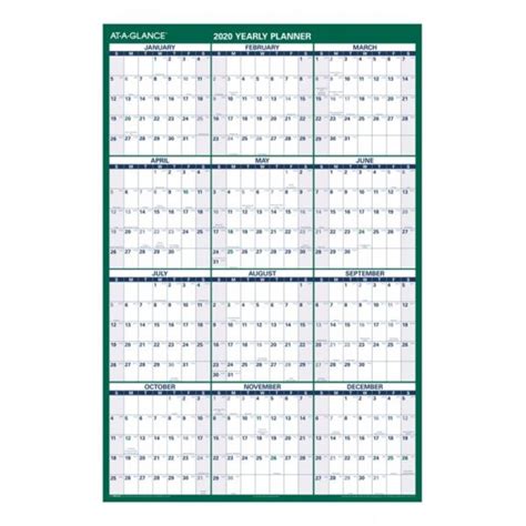 At A Glance Vertical Erasable Wall Calendar 12 Months Reversible For