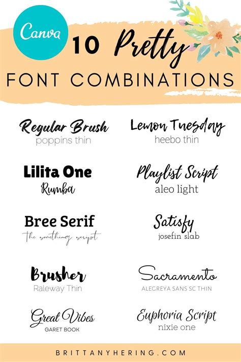 10 Script Canva Font Pairings To Design Pinterest Pins Brittany