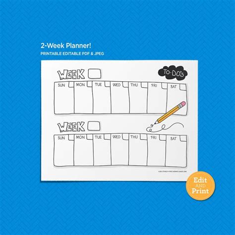 2 Week Planner Homeschool Schedule Student Planner Etsy To Do Lists