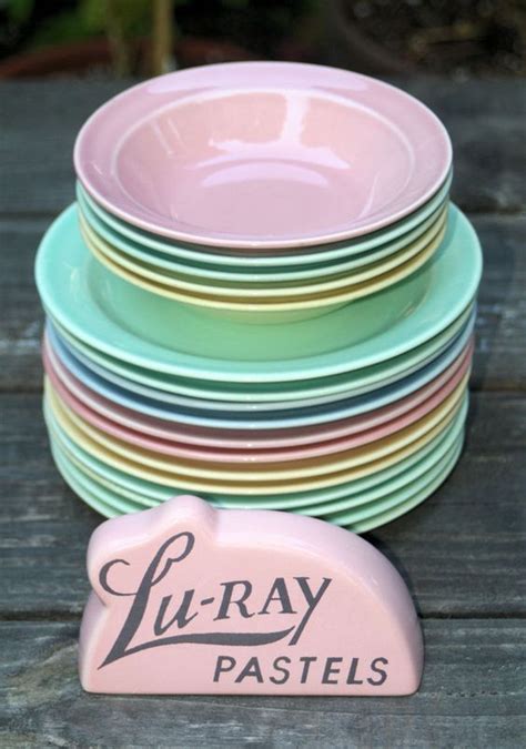 Vintage Lu Ray Pastels Butter Plates And Berry Bowls Set Of 17