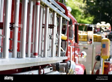 Ladder On Firetruck Hi Res Stock Photography And Images Alamy