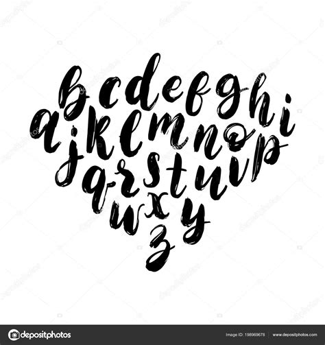 Vector Hand Lettering Alphabet Font Dry Brush Style Calligraphy Font