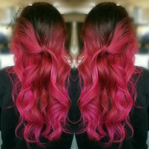 Pink Ombre Bright Pink Hair Hot Pink Hair Pink Balayage By Khay