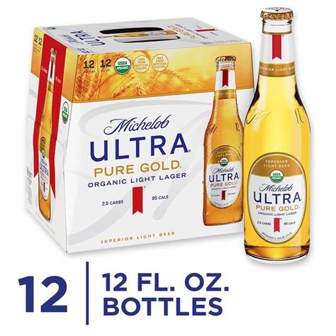 Michelob Ultra Pure Gold Organic Light Lager Beer Bottles 12 Fl Oz