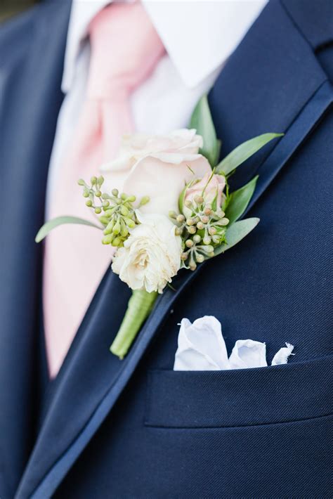 This Blush And Greenery Boutonniere Was The Perfect Touch To This Navy
