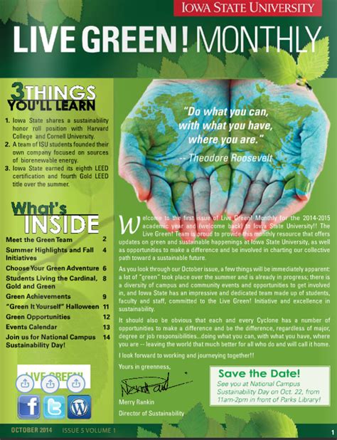 Live Green Monthly Newsletter Office Of Sustainability Iowa State