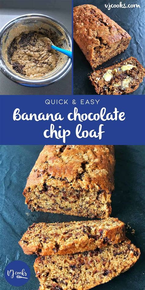 Easy Banana Chocolate Chip Loaf Recipe By Vj Cooks Recipe Chocolate Chip Banana Bread