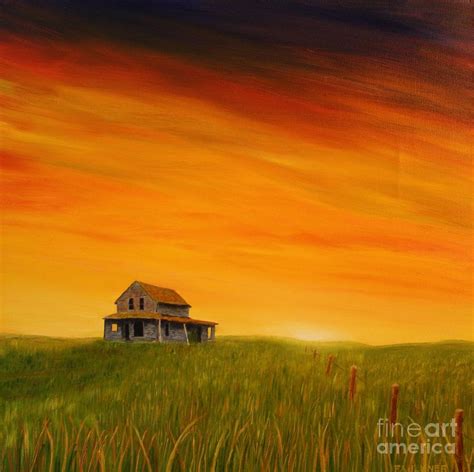 Prairie Home At Sunset Painting By Gary Faulkner