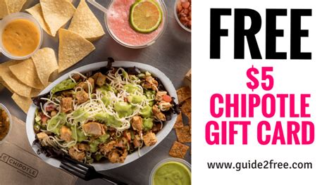 Purchase chipotle gift cards, check your gift card balance, or reload your card, place bulk orders and more. FREE $5 Chipotle Gift Card • Guide2Free Samples | Chipotle ...