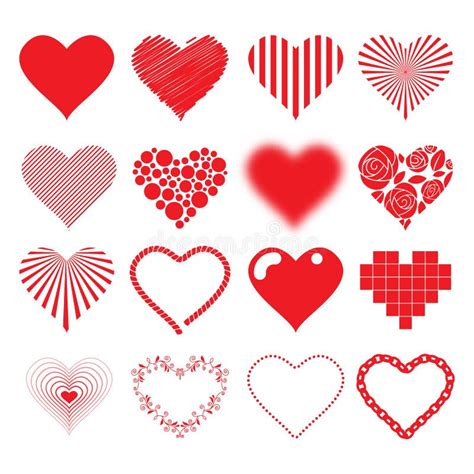 Different Hearts Icons Set Love Passion Valentines Stock Vector