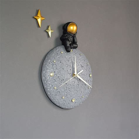 3d Astronaut Space Themed Wall Clock Kitchen Decor Kids Room Etsy