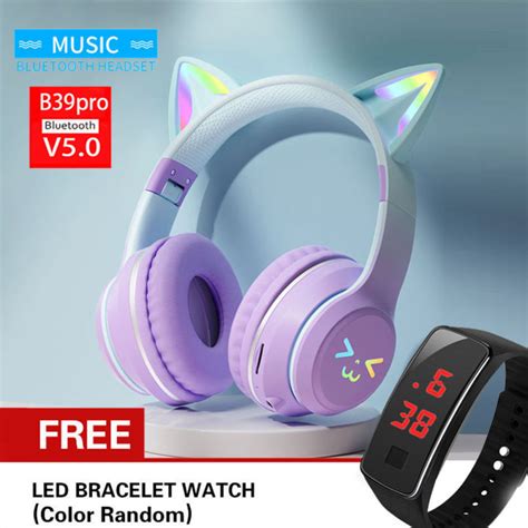 【buy 1 Take 1 Watch Free】p47mandb39 Cat Ear Headset Bluetooth Foldable