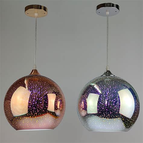 3d Colored Oberon Holographic Glass Globe Ceiling Pendant Light Copper Chrome Ebay