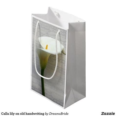 Calla Lily On Old Handwriting Small Gift Bag Zazzle