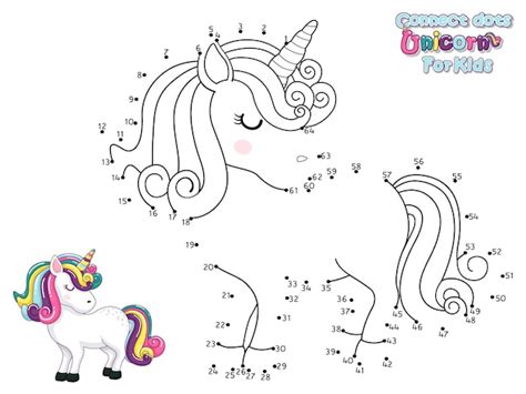 Conecta los puntos y dibuja un lindo unicornio de dibujos animados juego educativo para niños