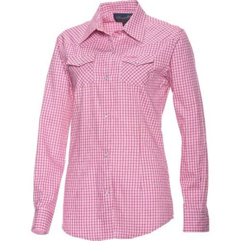 Wrangler® Womens Tough Enough To Wear Pink Long Sleeve Plaid Snap