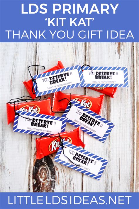 Little lds ideas | i love to create and share lds helps to make your life easier. LDS Primary 'Kit Kat' Thank You gift Idea | Thank you ...