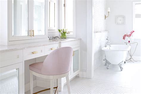 A Feminine And Glamorous Pink And White Bathroom