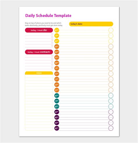 Daily Schedule Template 22 Planners For Excel Word PDF Format