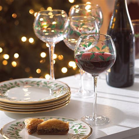 holiday™ 4 piece wine glass set lenox corporation