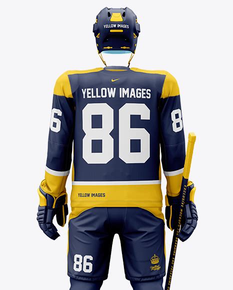 mens full ice hockey kit  visor mockup  view  apparel mockups  yellow images