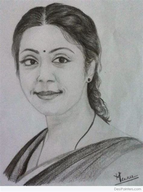 Pencil Sketch Of Tamil Actress Jyothika Images And Photos Finder