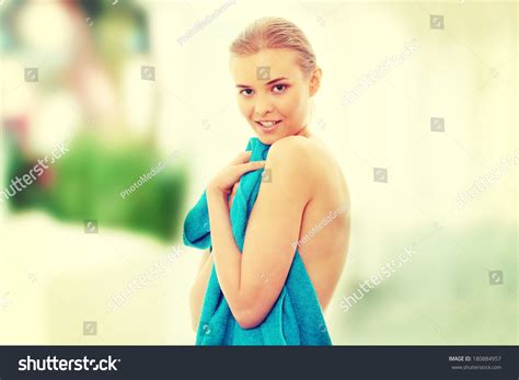 Portrait Beautiful Naked Woman Covering Her Stock Photo