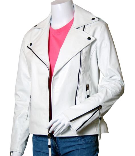 Womens Leather White Biker Jacket Leather Jacket Outfits Jackets