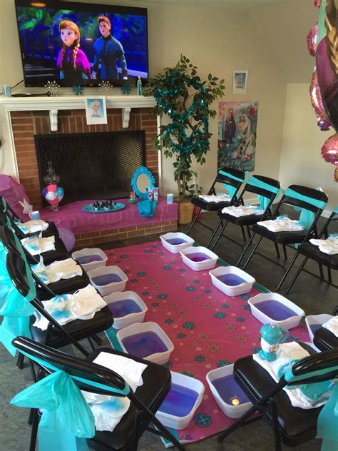 Frozen Spa Party Pedicures And A Movie Kids Spa Party Spa Day