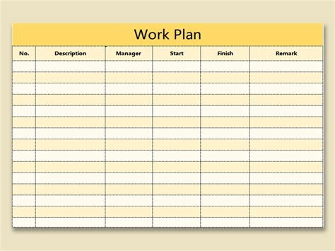 Weekly Work Plan Template