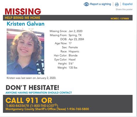 Missing Police Say Teen Girl Is Being Sex Trafficked In Grave Danger