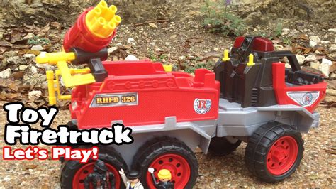 Big Red Toy Firetruck For Children Lets Play Fire Trucks Garbage