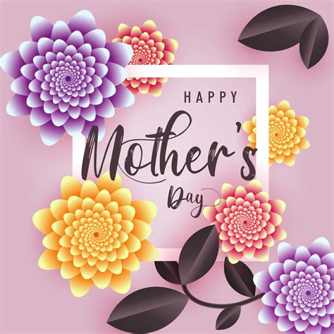 Happy Mothers Day Greeting Wallpaper Poster Realistic Flowers And