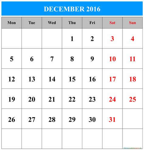 December Calendar 2016 Printable Free Printable Calendar Template