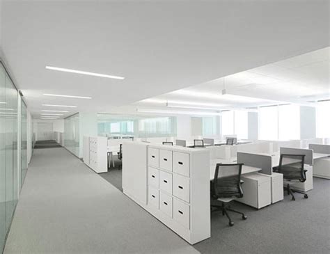 White Office Interior Design By Garcia Tamjidi Open Office Areas With