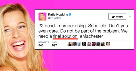 The controversial rightwing commentator katie hopkins has had her twitter account suspended for violating the terms of the social media site. Finally. Some good news! Katie Hopkins has been kicked off ...
