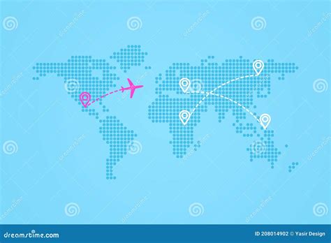 Airplane Routes On Maps Plane Paths On World Maps Stock Vector