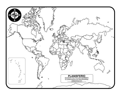 Mapa Mundi Con Division Politica Con Nombres Para Imprimir
