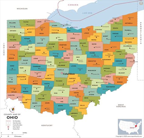 Ohio County Map Ohio Counties