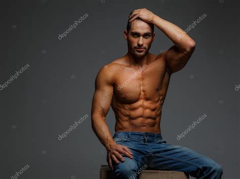 Attractive Shirtless Guy In Blue Jeans Stock Photo By Fxquadro 72921205
