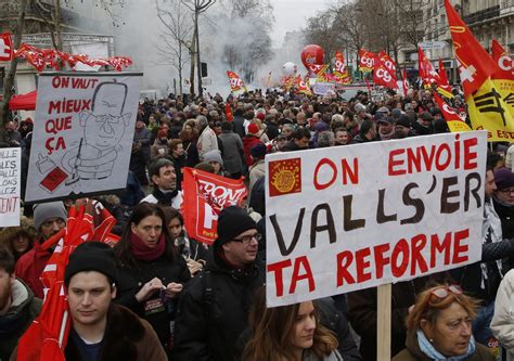 French Protest Against Bill Tampering With 35 Hour Week