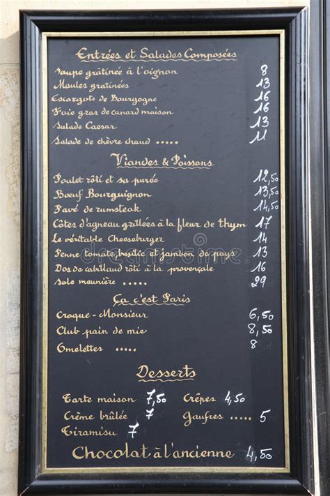 Au le menu / la formule: French Language Menu, Paris, France Stock Image - Image of ...