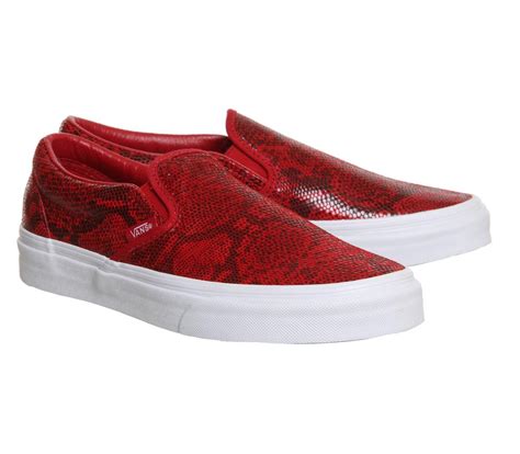 Vans Classic Slip On Shoes In Red Lyst