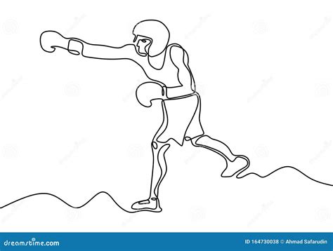 One Line Drawing Of Boxer Athlete Vector Boxing Game Sport Hand Drawn