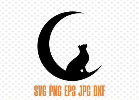 Cat And The Moon Svg Design Vector Cat Moon Silhouette Etsy