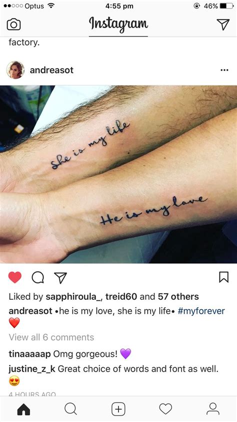 tattoo idea husband and wife marriage tattoos wife tattoo cute couple tattoos