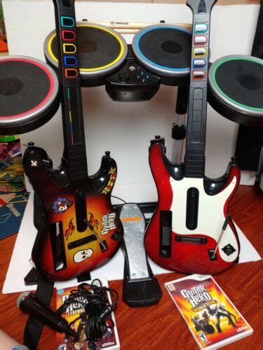 Nintendo Wii Rock Band Drum Set With Pedal Guitars Etc Ebay