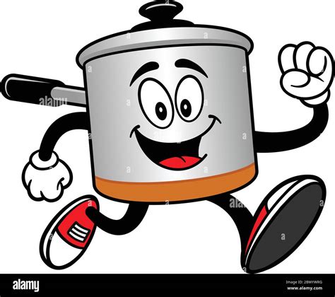 Cooking Pot Run A Cartoon Illustration Of A Cooking Pot Running Stock