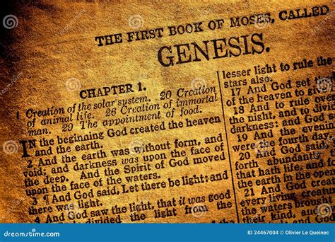 Old Antique Holy Bible Book Genesis Chapter Text Stock Images Image