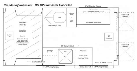 Diy Rv Floor Plan For A Promaster Camper Van Wandering Wakes